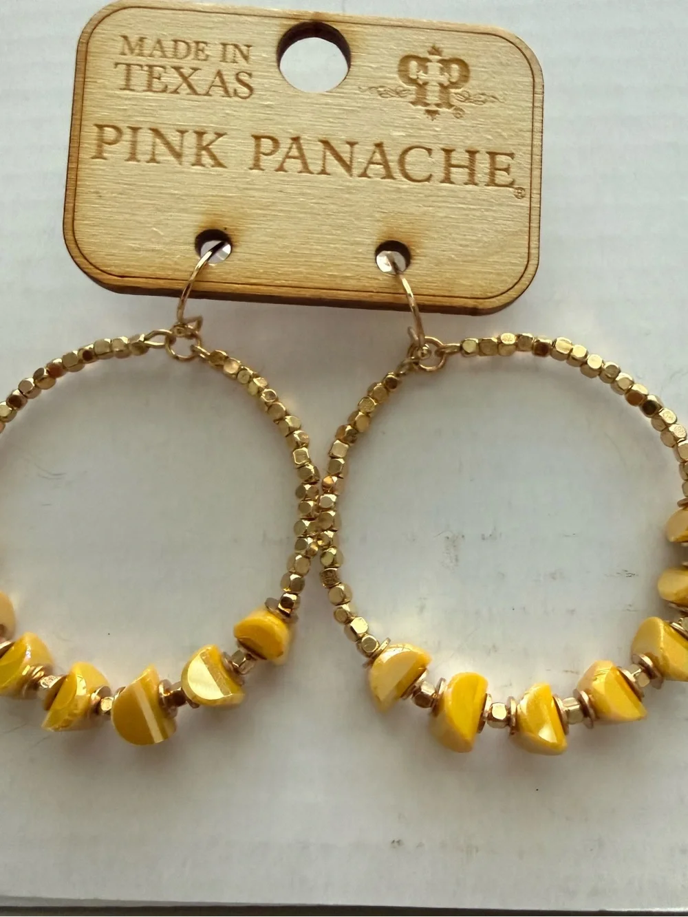 Pink Panache Stone Circle Gold Hoop Earrings - Yellow * NWT